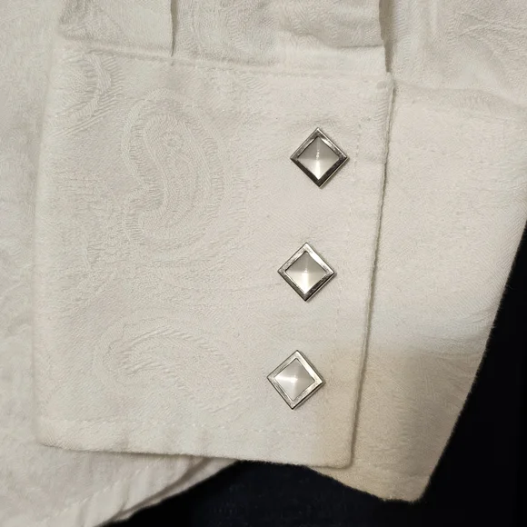 George Strait Wrangler Men's White Diamond Shape Pearl Snap Shirt - Picture 3 of 7